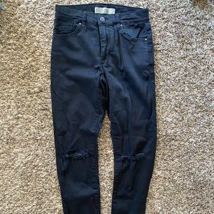 Topshop Leigh Black Ripped High Rise Jeans